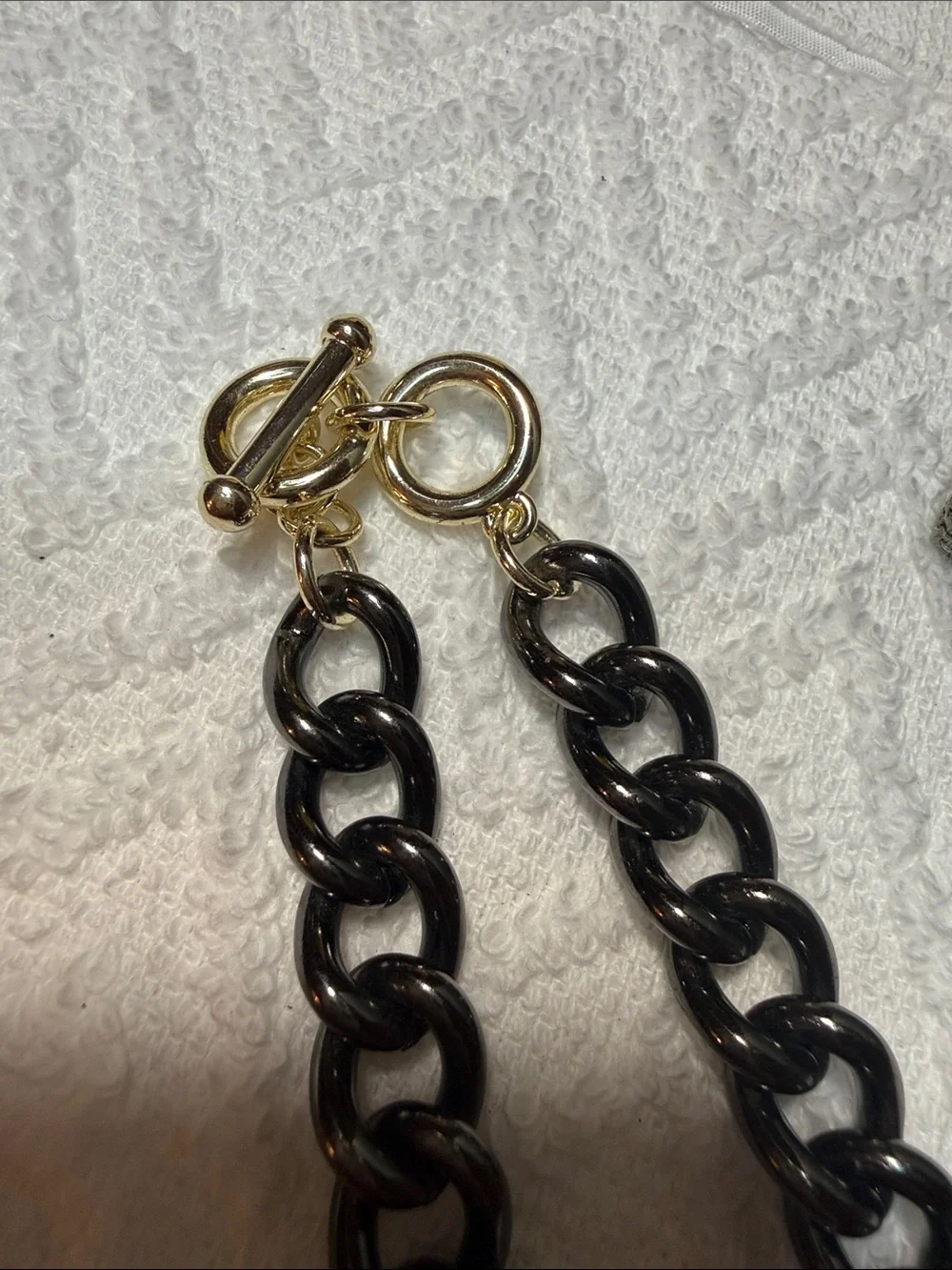 Black Chain Necklace with Mother-of-Pearl Pendant